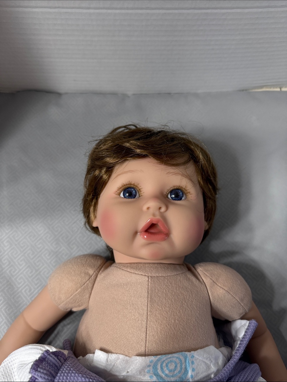 Aori Reborn Lifelike Baby Girl Doll in Lavender Embroidered Outfit Soft Body - Picture 7 of 10